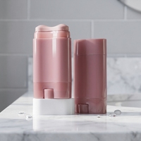 Tube en plastique vide de 60 ml/60 g rose avec capuchon blanc pour déodorant solide ou parfum solide