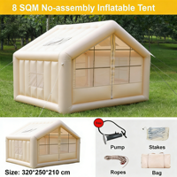 Tente Gonflable Épaissie 7,5m de Largeur Double Porte Double Petit Fenêtre Panoramique Quatre Saisons Une Chambre Salon Camping Automatique