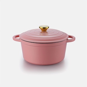 Olla de Hierro Fundido Esmaltado con Tapa, Color Rosa Chifón, <span class=keywords><strong>para</strong></span> Cocina, Restaurante, Guisos, Sopas y Estofados - Product Image 2