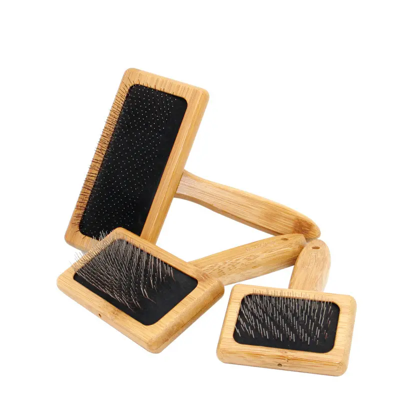 Brosse en bois de bambou pour animaux domestiques, peigne, aiguille en bois, pour éliminer les poils de chiens et chats, accessoire pour toilettage, 1 pièce