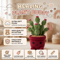Peluche personnalisée en forme de cactus fleuri en pot, jouet en peluche doux, personnage botanique, cadeau de vacances, décoration intérieure, faible MOQ, OEM, plantes