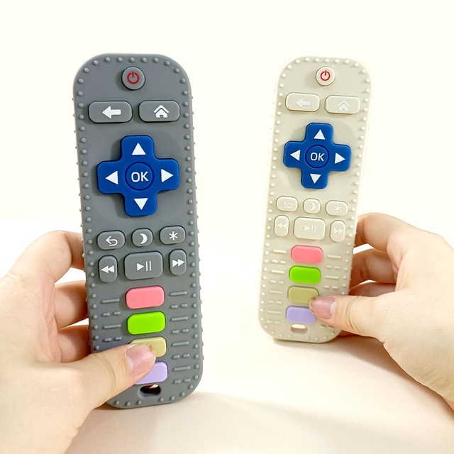 Wholesale Food Grade Sensory Exploration and Toys Game Controller TV Remote Control Silicone Teether for Babies