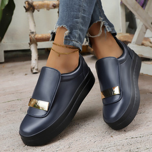 Zapatillas deportivas de plataforma para mujer, transpirables, de malla tejida, con cordones, suela gruesa, informales, para caminar a diario - Product Image 4