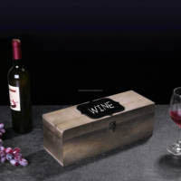 Boîte Cadeau Rustique en Bois Massif Brûlé pour Bouteille de Vin, Forme Rectangulaire, Noire, Décorative, pour Collectionneur de Vin, Utilisation Alimentaire