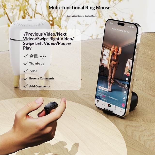 New Ring with Charging Case Multifunctional Touchscreen Mini 2.4G Wireless Smart Remote Control Mouse