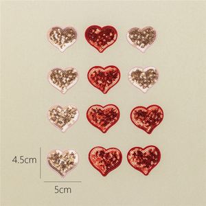Factory Wholesale Custom Iron on 4.5*5cm Embroidery <b>Red</b> Pink Heart <b>Sequin</b> Patches for Clothing Bag Decoration - Product Image 5