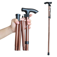 Tongkat Lipat Aluminium Alloy Jun Ya yang Dapat Disesuaikan, Ringan, 4 Bagian, 4 Sambungan, Kapasitas Beban 300 lb, Pegangan T untuk Hiking, Bersertifikasi CE ISO
