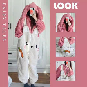 Combinaison intégrale en polaire thermique mignonne et tendance pour adulte, pyjama en peluche animal avec queue et capuche, poches latérales, costume d'Halloween, vêtements <span class=keywords><strong>de</strong></span> maison - Product Image 2