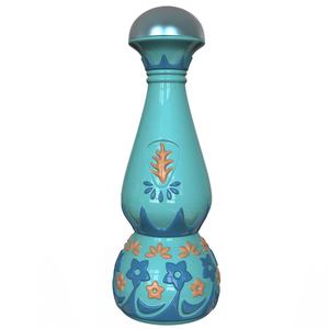 Bouteille de spiritueux personnalisée pour offrir des cadeaux en vrac Bouteille de <span class=keywords><strong>tequila</strong></span> mexicaine en céramique gaufrée bleu ciel avec motif floral fabriqué à la main - Product Image 1