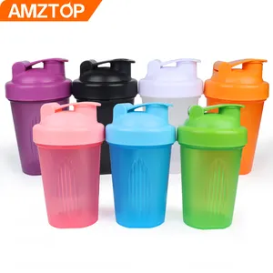 B30-0069 Amz Topverkoper 400Ml Plastic Gym Proteïne Beker Met Aangepaste Logo Mini Water Shake Fles Met Rvs Mixbal