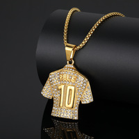 Pele 10, le roi du football européen et américain, première génération, best-seller. Collier avec pendentif en cuivre plaqué or 10 carats