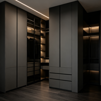 Armoire murale en chêne argenté sur mesure avec tiroir à fermeture douce pour projets de design de dressing contemporain