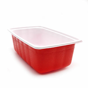 Kotak Makan Siang Wadah Makanan Sekali Pakai Plastik Microwave Merah - Product Image 4