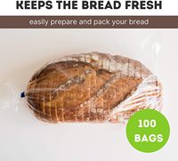 Bolsas grandes de plástico reutilizables para pan, bolsas transparentes con 100 corbatas para panaderos y propietarios de panadería, paquete de 100 Uds.