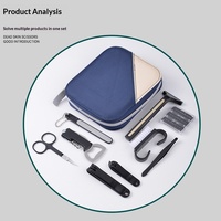 Kit de manucure professionnel classique en acier inoxydable noir portable avec coupe-ongles 9-en-1, tondeuse à cheveux, ouvre-bouteille, pour adultes