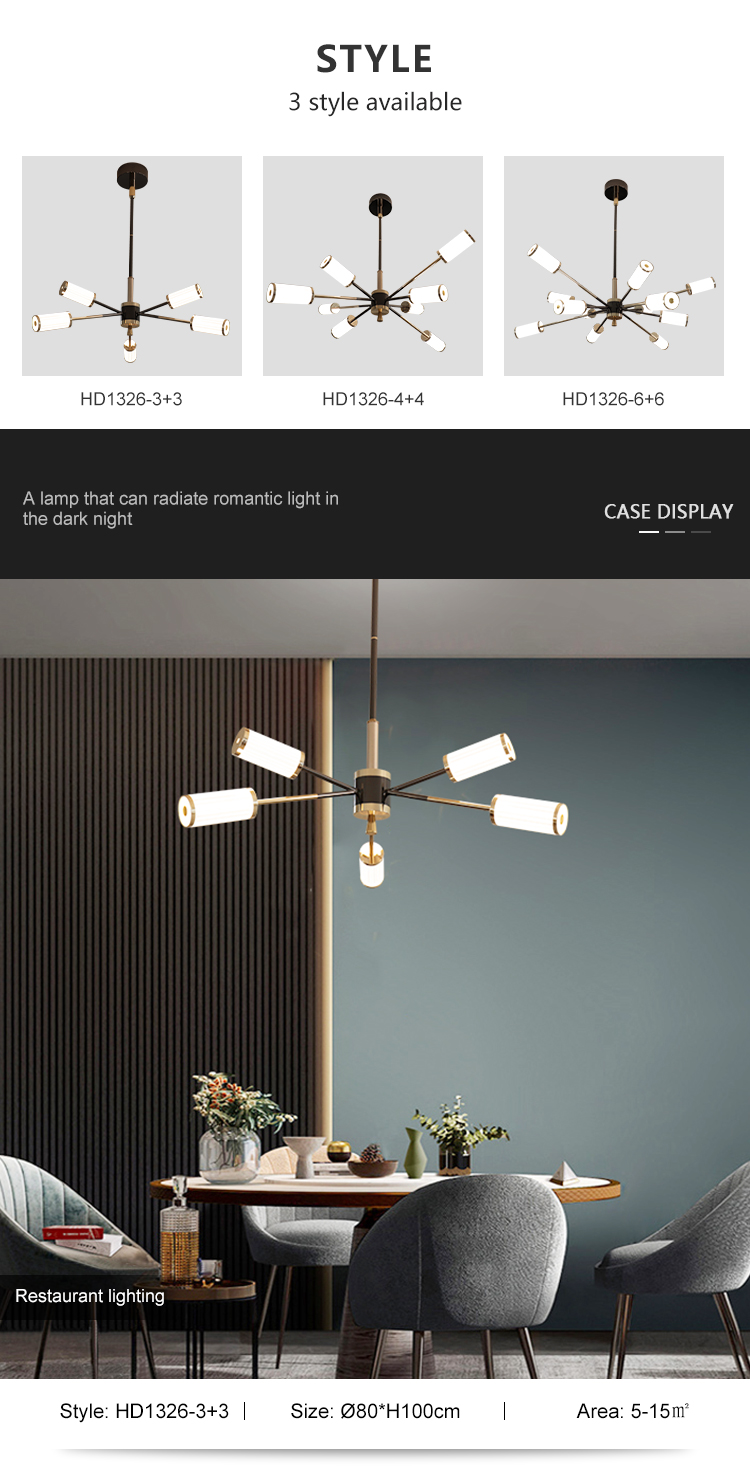 Modern Style Decoration Living Room 60W 80W 120W Modern Gold LED Chandelier Lamp