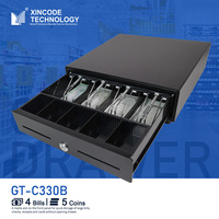 Caja Registradora Xincode para Sistema POS, 4 Compartimentos para Billetes, 5 para Monedas, Ranuras Ajustables para Monedas, 12V, RJ11, RJ12, Cerradura con Llave, GT-C330B
