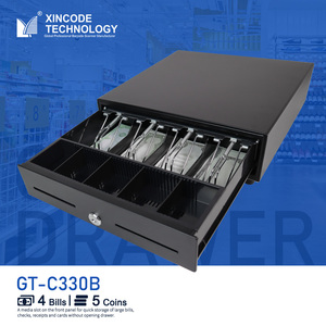 <span class=keywords><strong>Caja</strong></span> Registradora Xincode para Sistema POS, 4 Compartimentos para Billetes, 5 para Monedas, Ranuras Ajustables para Monedas, 12V, RJ11, RJ12, Cerradura con Llave, GT-C330B - Product Image 1