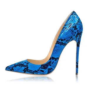 Zapatos de Tacón Alto Personalizados al por Mayor para Mujer, Zapatos de Tacón de Aguja con Estampado de Serpiente, Punta Puntiaguda, Transpirables y Elegantes para Verano - Product Image 1