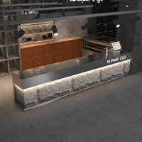 M2 Display Comptoir de bar industriel à LED en forme de L Café Boutique Design Table basse Celler à vin Comptoir de bar de restaurant en acier inoxydable