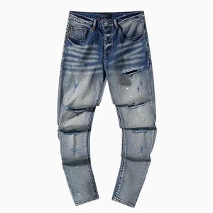 <span class=keywords><strong>Jeans</strong></span> Denim da <span class=keywords><strong>Uomo</strong></span> di Alta Qualità, Modello <span class=keywords><strong>Boyfriend</strong></span> a Gamba Dritta, Casual, Effetto Usurato, Blu e Nero, Personalizzabili, Streetwear Autunnale - Product Image 3