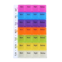 Organisateur de pilules hebdomadaire coloré à 28 compartiments, 4 prises par jour, en PP, boîte à médicaments portable détachable pour personnes âgées avec braille