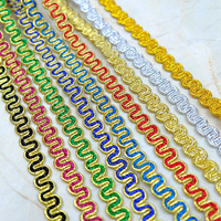 Ruban cadeau en gros Erkoumi, petite dentelle festonnée en fil doré et argenté avec décorations de paillettes pour emballage cadeau de fêtes