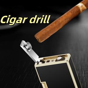 Briquet torche butane Jet flamme allume-cigare réglable flamme métal coupe-vent briquet avec couteau perceuse à cigares - Product Image 2