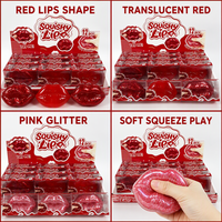 Jouet souple Southpeak Red Lips Squishy Toy, toucher doux, anti-stress, cadeau, variantes translucides rouge et rose pailleté, vente en gros et emballage de détail
