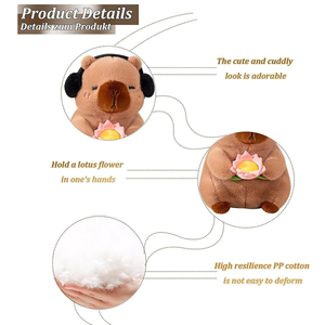Peluche de Capibara Realista con Diseño Personalizado y Flor de Loto, Juguete de Peluche para Decoración de Dormitorio Infantil - Product Image 2