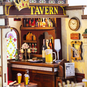 2026 New Arrival M2605Z Crown Tavern <strong>Vintage</strong> Miniature Shop Dollhouse Assembly Model DIY Wooden <strong>Doll</strong> <strong>House</strong> With Dust Cover - Product Image 3