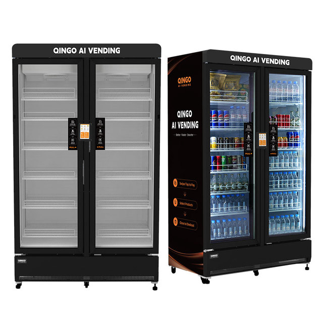 Double Door Smart AI Coffee Vending Machine with Metal Body SDK Enabled Credit Card & QR Code Payments for Retail Use Vending