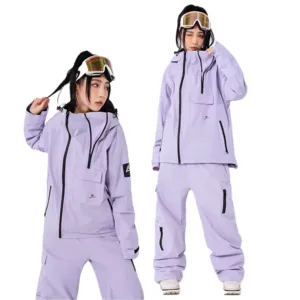 RenChill mode niche vêtements de ski épaissi costume violet hommes et femmes imperméable et coupe-vent placage pour garder au chaud