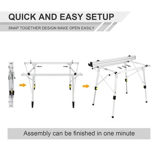 Set di Tavoli da Picnic e da Pranzo Hangrui con <span class=keywords><strong>Gambe</strong></span> <span class=keywords><strong>Pieghevoli</strong></span> in Alluminio Ultraleggero Regolabili in Altezza - Product Image 5
