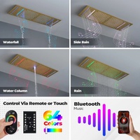 Ensemble de douche à effet pluie LED encastré en acier inoxydable pour hôtel, 35*12 pouces, avec thermostat intégré