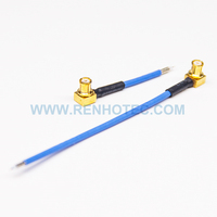 MCX Male ke MCX Plug sudut kanan 50ohm dengan RG402 Rg405 ekstensi kawat fleksibel kabel koaksial Rf