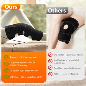 Fabrikpreis Neopren Grau/Schwarz 4-Motoren Vibrationsmassage Konvektionsheizung Extra-Große Kniebandage Wickelgurt Elektrisch - Product Image 2