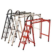 Échelle métallique pliante télescopique en A, épaissie, pour intérieur, 4-5-6 marches, multifonctionnelle, pour séchage de vêtements et couvertures