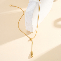 Collar STKN37 con Cadena de Serpiente en Forma de Lágrima, Ajustable, de Acero Inoxidable 304, Estilo Chic, Minimalista, Unisex, Joyería de Moda