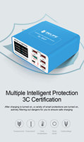 Chargeur rapide RELIFE RL-304P PD3.0+QC3.0 intelligent à 6 ports USB avec affichage numérique pour téléphones et tablettes Android
