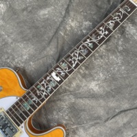 Orange TL Electric Guitar Semi-hollow Body Maple Neck Rosewood Fingerboard Flower Inlay H-H Pickup Polished Finish Professional