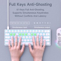 Teclado Mecánico para Juegos de 61 Teclas con Anti-Ghosting, Nuevo, para Computadoras Portátiles y PC con Windows