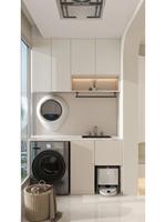 Ensemble moderne de lavabo et armoire de rangement en bois pour buanderie, écologique et durable, pour machines à laver élégantes