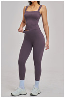 Ensemble deux pièces pour femmes en nylon + élasthanne brossé, logo personnalisable, vêtements de yoga pour femmes, vêtements de sport, vêtements d'extérieur, respirant