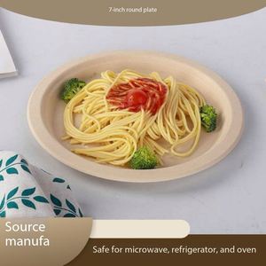 Assiettes jetables biodégradables en pulpe de bambou de 7 pouces pour la vente en gros, idéales pour les plats à emporter des restaurants et l'usage domestique - Product Image 2