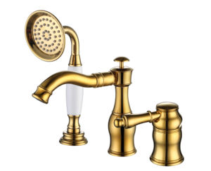 עלה זהב אגן ברז אלגנטי אמבטיה ברז אמבטיה מיקסר ברז פליז כיור ברז יחיד ידית אחת חור מנוף ברז - Product Image 3