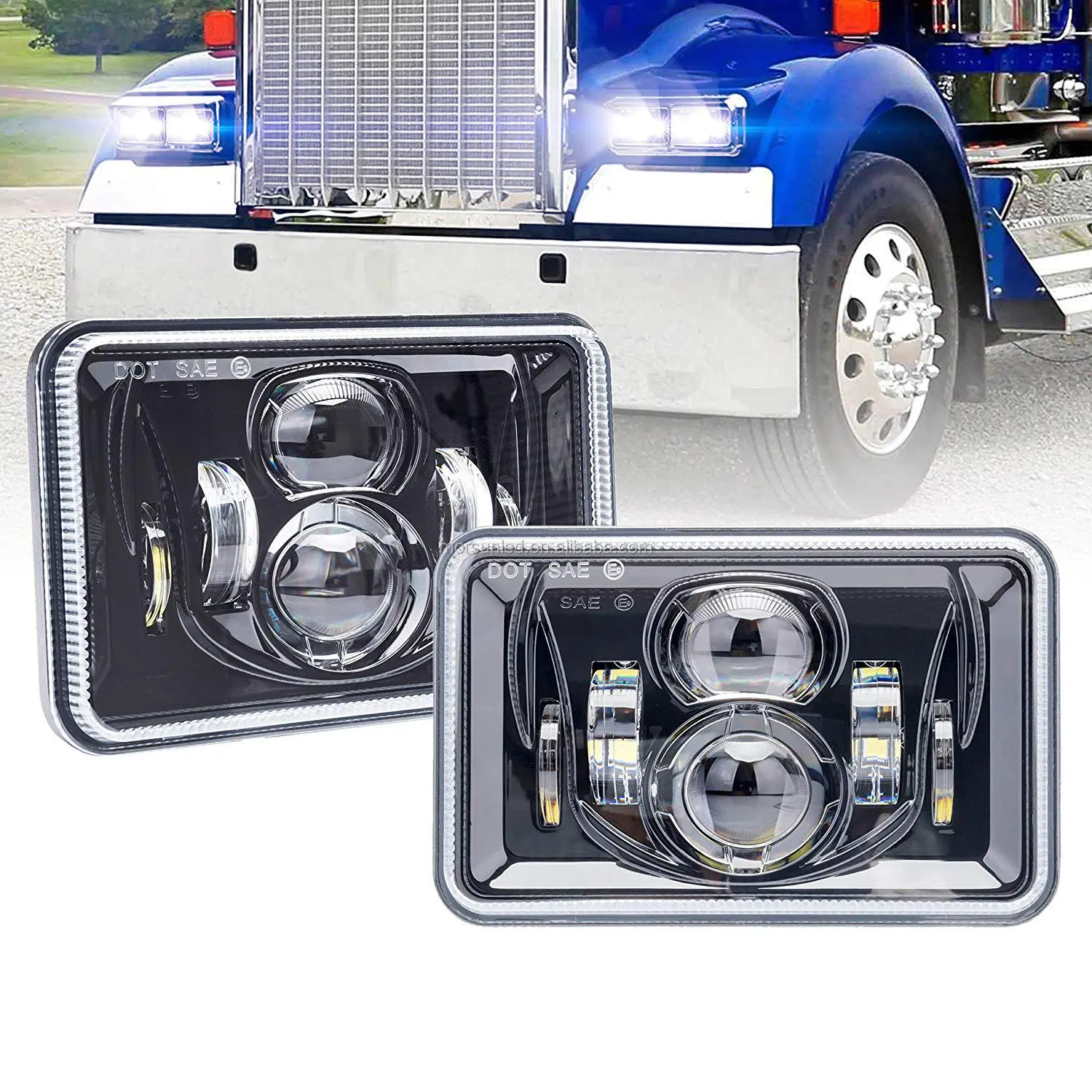 Phare à LED Dot 4x6 pour Fld120 Système d'éclairage automobile 4x6 Lumières à LED pour Peterbilt 379 Kenworth T800 Accessoires