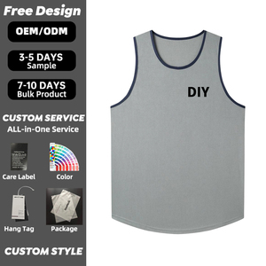 OEM Custom logo New Design Mens Muscle Quick Dry Workout Singlets Sports Fitness Vest Bodybuilding - Product Image 1