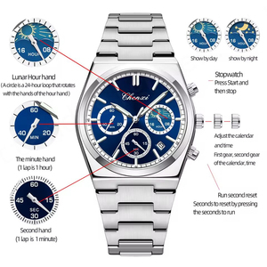 Relojes para hombre CHENXI 2025, cronógrafo deportivo de alta calidad, reloj de pulsera de cuarzo con fecha, reloj para hombre, acero inoxidable, resistente al agua, Original - Product Image 2