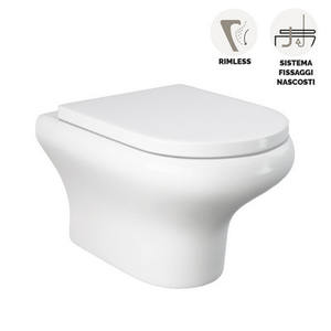 โถสุขภัณฑ์แบบแขวนผนังไร้ขอบ รุ่น Compact Ninfea ความยาว 58 ซม. ระบบยึดติดแบบซ่อน - Product Image 3